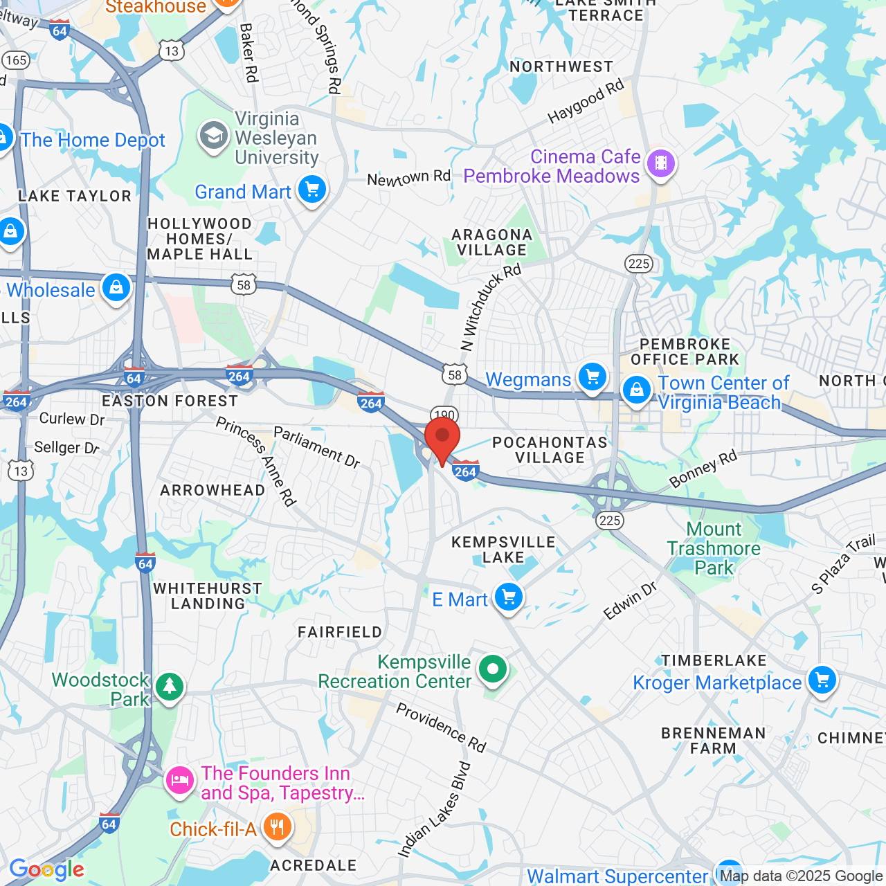 Google map image of our location in 200 Grayson Rd Virginia Beach, VA